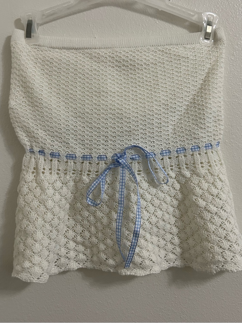 Altard State knit strapless gingham ribbon top